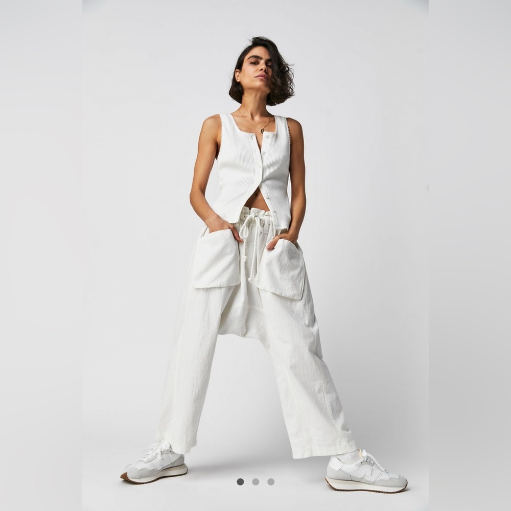 Free People Runyon Oversized Solid Pant- Ivory- Small